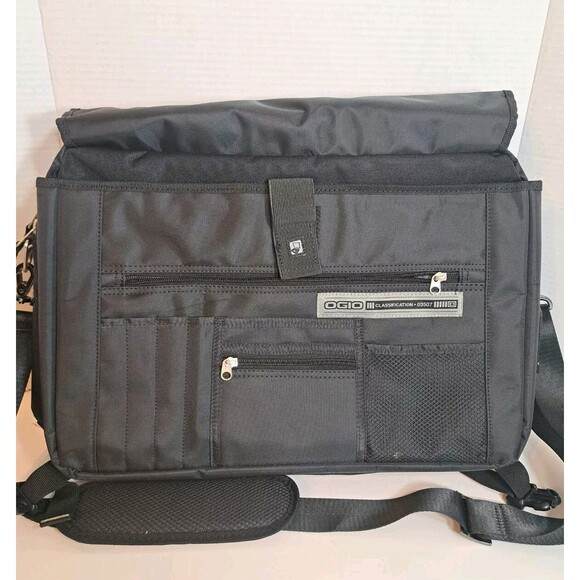 Ogio Multi Zip Messenger Laptop Black Bag Utility Travel Storage Pockets 18"x12" - Picture 13 of 13